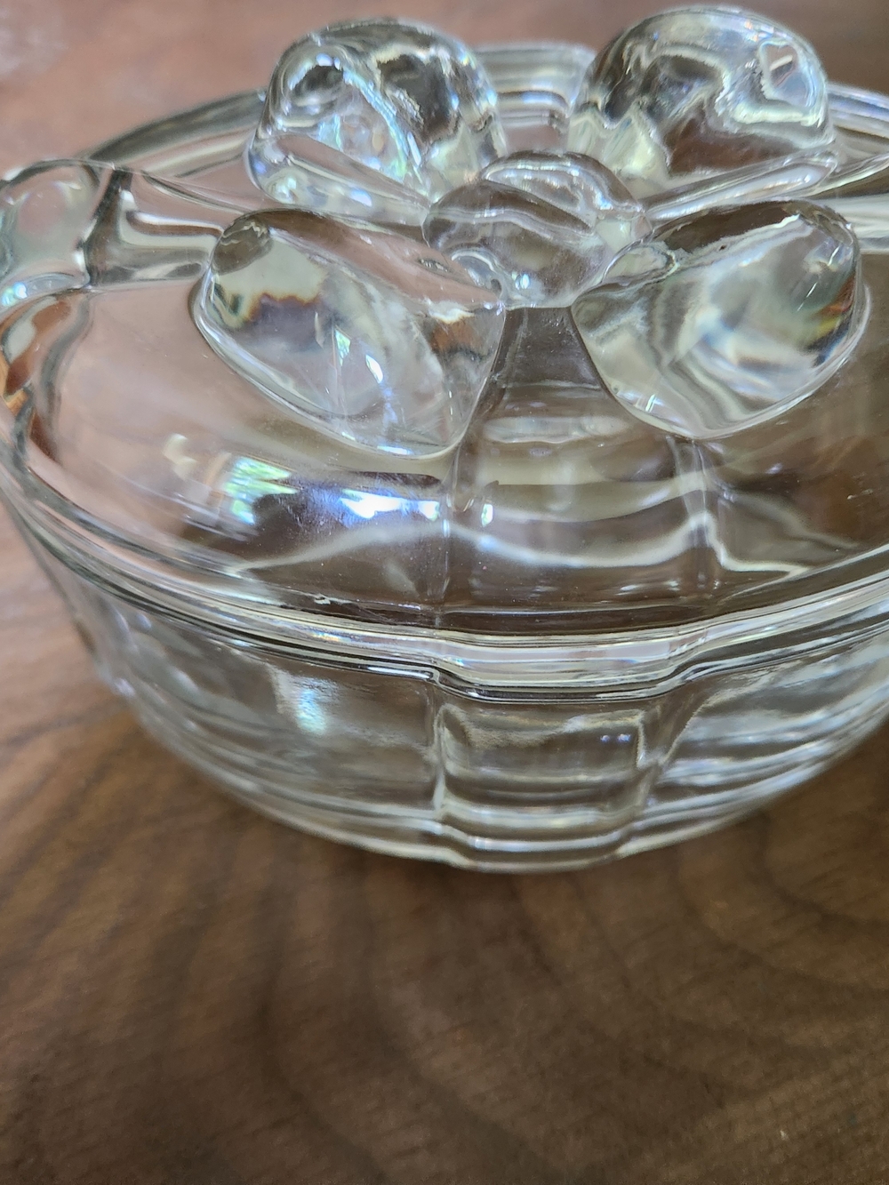 Clear Glass Lidded Dish With Bow Detail